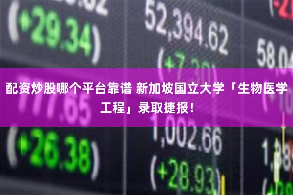 配资炒股哪个平台靠谱 新加坡国立大学「生物医学工程」录取捷报！