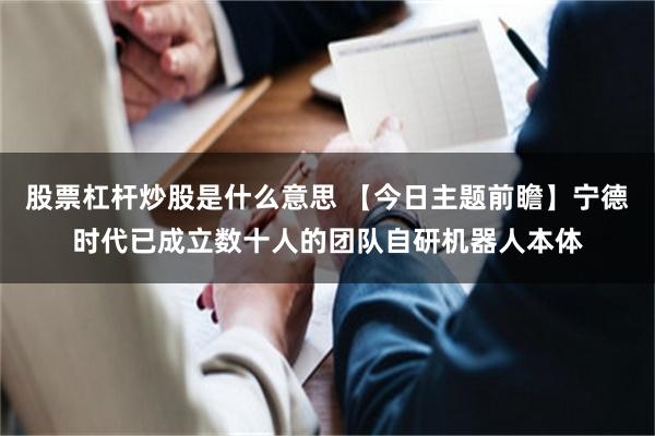 股票杠杆炒股是什么意思 【今日主题前瞻】宁德时代已成立数十人的团队自研机器人本体