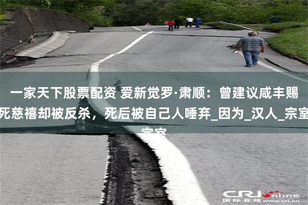 一家天下股票配资 爱新觉罗·肃顺：曾建议咸丰赐死慈禧却被反杀，死后被自己人唾弃_因为_汉人_宗室