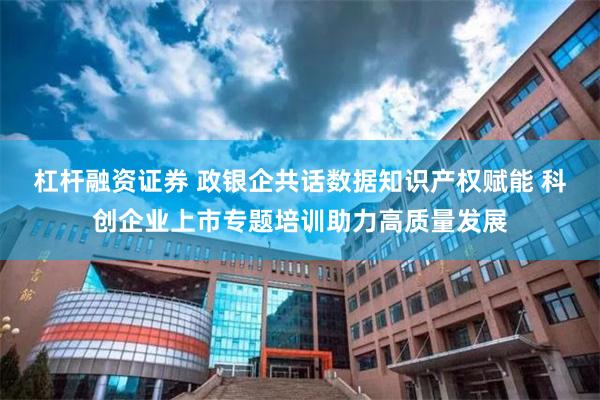 杠杆融资证券 政银企共话数据知识产权赋能 科创企业上市专题培训助力高质量发展